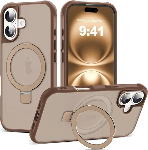 Vista 153 de SKYLMW - Funda compatible con iPhone 11 de 6.1 pulgadas, con soporte magnético invisible tipo anillo, funda translúcida de grado militar, compatible