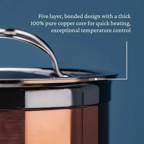 Vista 5 de Hestan - Colección CopperBond - Olla de sopa de cobre 100% puro, compatible con placa de inducción, 3 cuartos de galón