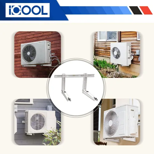 Vista 7 de Soporte de montaje en pared iCOOL Mini Split para aire acondicionado universal sin conductos de 9000-36000 BTU, bombas de calor, compresores y Blanco