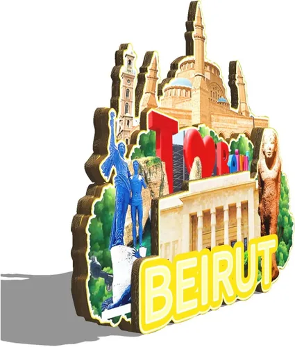 Vista 2 de Beirut - Imán de madera para nevera, diseño de Líbano en 3D, recuerdos coleccionables, decoración hecha a mano, 2