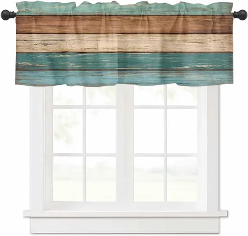 Vista 19 de Cenefa de cortina con lazo rojo de Navidad para ventanas, sala de estar, cocina, baño, granja, bolas de Navidad de acuarela con diseño de bayas