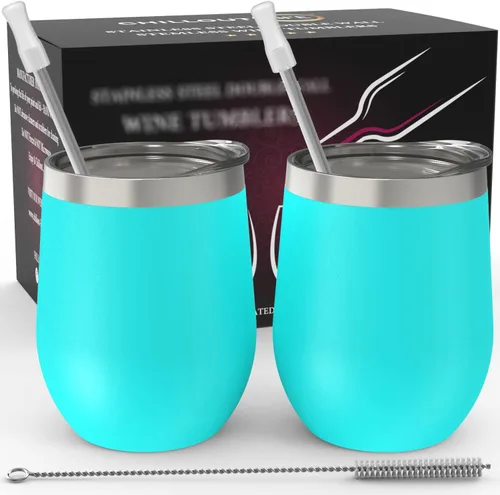 Vista 63 de CHILLOUT LIFE - Vaso de acero inoxidable de 12 onzas con tapa y caja de regalo, diseño de viaje con recubrimiento en polvo, aislamiento al vacío