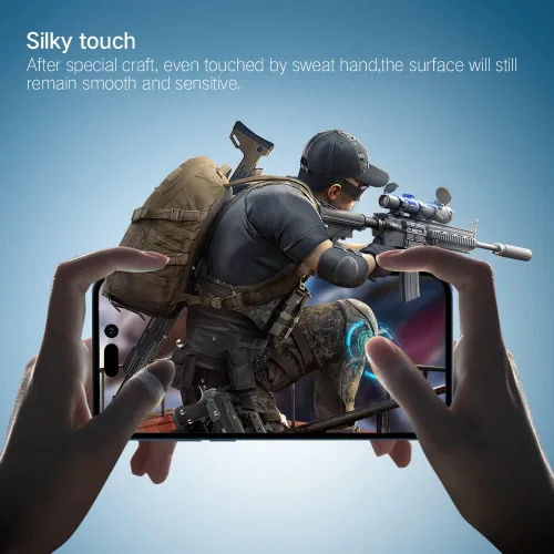 Vista 7 de PERFECTSIGHT Sapphire - Protector de pantalla antideslumbrante y antiluz azul, diseñado para iPhone 14 Pro, protección ocular de vidrio templado