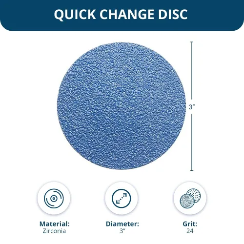 Vista 5 de Benchmark Abrasives Discos de lijado de 3 pulgadas, discos de lijado de circonita de cambio rápido, disco de lijado de taladro y amoladora