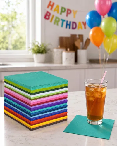Vista 8 de Servilletas de cóctel de 24 colores de 5 x 5 pulgadas desechables servilletas de papel para bebidas para cóctel, boda, cena, fiesta de cumpleaños