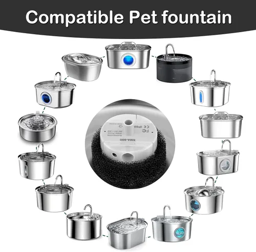 Vista 2 de Bomba de fuente de agua para gatos, bomba de repuesto de fuente de agua para mascotas, motor sumergible SMA-800 para repuesto de bomba de fuente