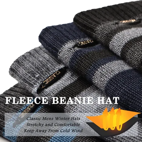 Vista 4 de Gorros de forro polar para hombre, resistentes al viento, elásticos, para invierno, para exteriores, esquí, correr