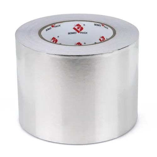 Vista 8 de BOMEI PACK Cinta de lámina de aluminio, cinta de conducto de metal resistente, cinta plateada de alta temperatura, perfecta para sellar y reparar