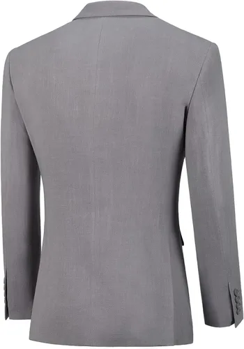 Vista 4 de Furuyal Traje de lino de 3 piezas vintage retro para boda, trajes de graduación, chaqueta ajustada, chaqueta de esmoquin para novio