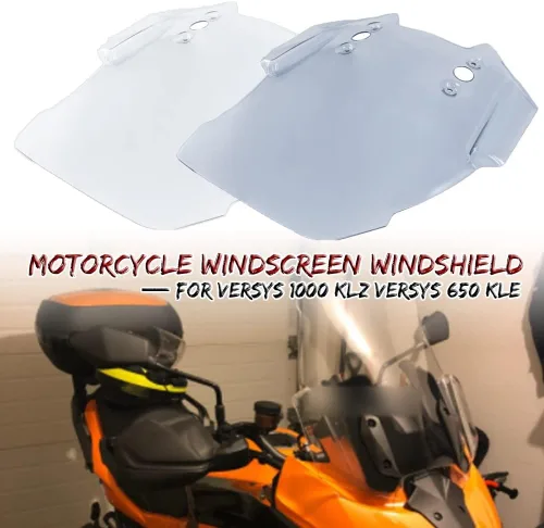 Vista 2 de GLoyer Motorcycle Windshield Windshield Compatible with Kawasaki Versys1000 Versys650 KLZ 1000 Versys 650 KLE Motorcycle Fairing Windscreen Wind