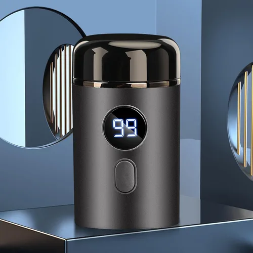 Vista 5 de Almencla Afeitadora de viaje para hombre, afeitadora portátil extraíble, mini afeitadora para regalos del día del padre, recortar uso en automóvil