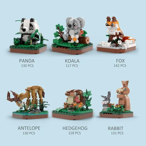 Vista 4 de MEIEST Juego de bloques de construcción de animales pequeños, colección temática de animales de tierra, juguete de ladrillos de construcción, lindas