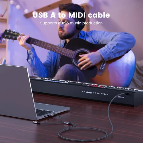 Vista 6 de MOSWAG Cable de impresora USB 2en1 de 3.28 pies/1M con cable USB C a MIDI, cable de impresora, cable USB MIDI USB C a USB B MIDI, cable, compatible