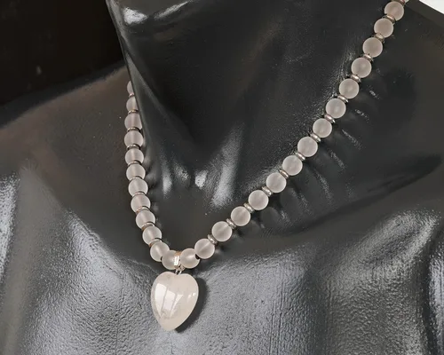 Vista 46 de Colgante de corazón de aventurina natural, Collar de cuentas de aventurina genuina, Collar de piedra verde, Collar de piedras preciosas, Cuentas
