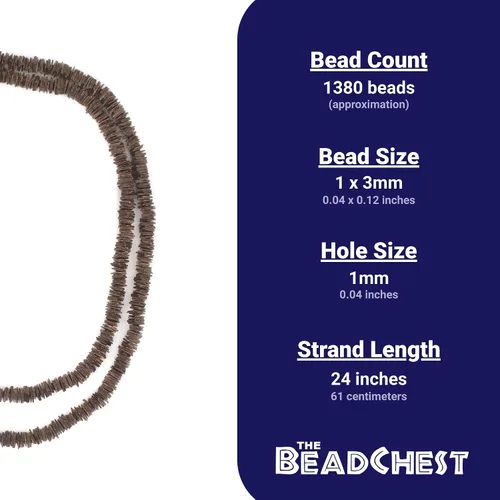 Vista 4 de TheBeadChest - Cuentas Heishi de disco cuadrado de cobre (0.118 in)
