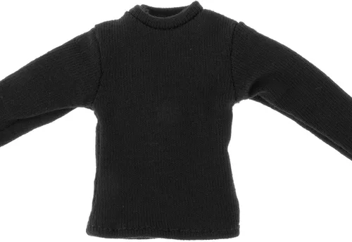 Vista 6 de Colaxi Camiseta de manga larga con figura de hombre a escala 1/12, ropa de muñeca en miniatura para figura de 6 pulgadas, color negro