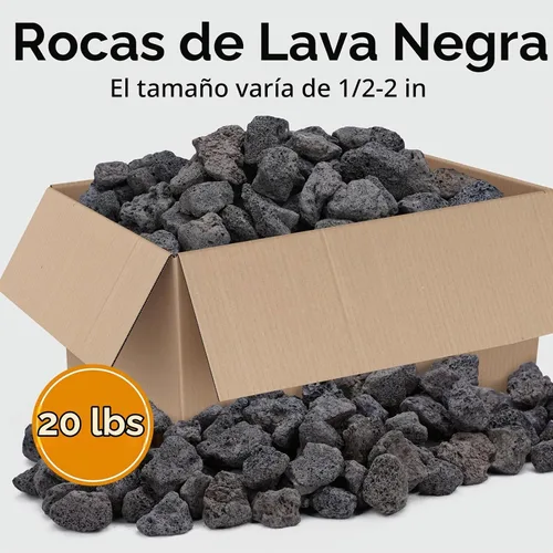 Vista 2 de Rocas de lava de 20 libras para hoguera, rocas de lava negras de 1 a Negro