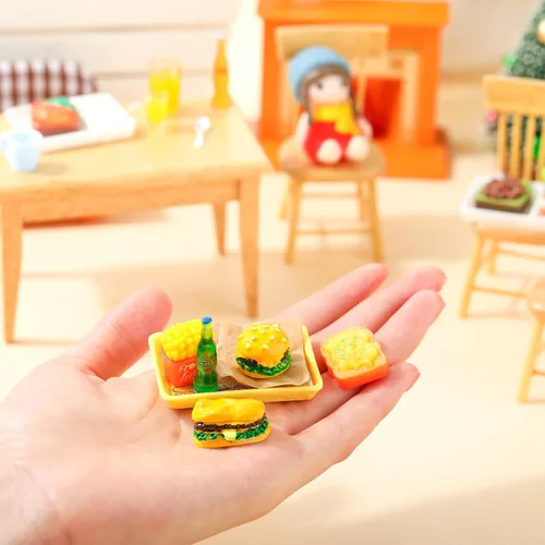Vista 3 de 38 piezas de juguetes de comida en miniatura para casa de muñecas, accesorios para casa de muñecas en miniatura, juegos de comida para muñecas