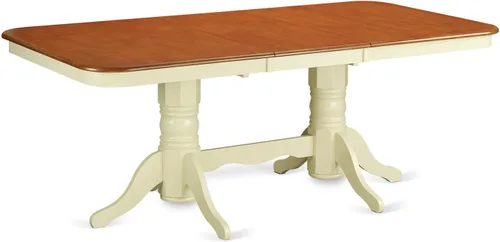 Vista 5 de East West Furniture NAPL7-WHI-C - Juego de mesa de cocina de 7 piezas que consta de una mesa de comedor rectangular con hojas de mariposa y 6 sillas