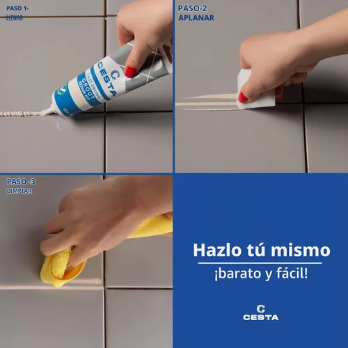 Vista 2 de Kit de reparación de lechada de azulejos CESTA – Tubo de exprimir, secado rápido, pintura de lechada impermeable para restaurar y renovar líneas