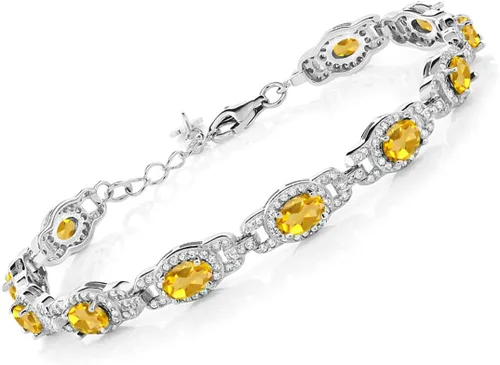 Vista 23 de Gem Stone King 7-14 Cttw Oval Gemstone Birthstone Tennis Bracelet For Women 925 Sterling Silver Oval 6X4MM 7 Inch With 1 Inch Extender Fine