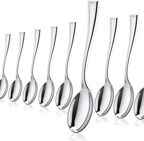 Vista 7 de Mimorou Juego de 300 mini cucharas desechables doradas de 4 pulgadas, pequeños postres de plástico, cucharas de degustación resistentes