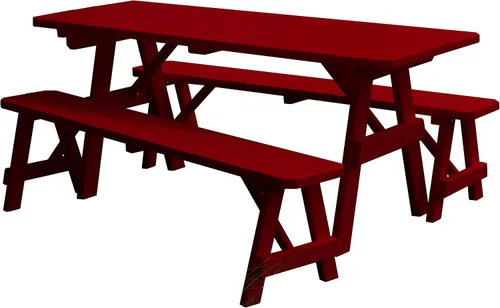 Vista 5 de Furniture Barn USA Pine - Mesa tradicional de 4 pies con 2 bancos, color negro