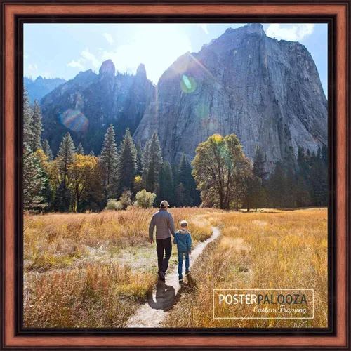 Vista 3 de Poster Palooza 3x3 Inch Traditional Walnut Complete Wood Square Picture Frame with UV Acrylic Plexiglass, Foam Board Backing & Hardware Included