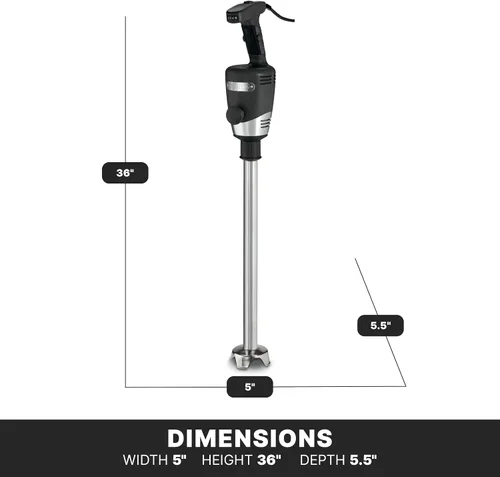 Vista 5 de Waring Commercial Big Stix batidora de inmersión con eje desmontable, Negro/Plateado
