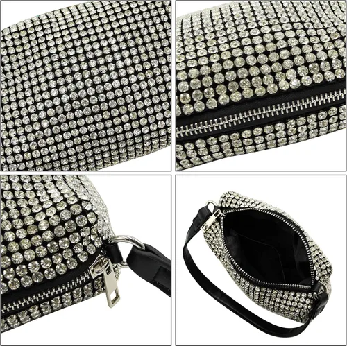 Vista 7 de RARITYUS Bolso de noche para mujer con forma de rosa de satén sedoso con elegante asa de metal para fiesta boda