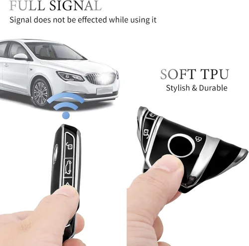 Vista 4 de OFFCURVE Funda especial para llavero BMW, compatible con BMW I7 M Sport 2023 X7 i7 xi X1 IX M5 7 Series 735Li 740 4 botones Smart Key Fob Holder