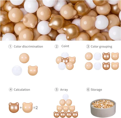 Vista 7 de GOGOSO Bear Ball Pit Balls Shapes BPA Free Plastic Play Balls Crush Proof Kids Toddlers Baby Pastel Pelotas Toy Shaped Giant Friendship Bracelet