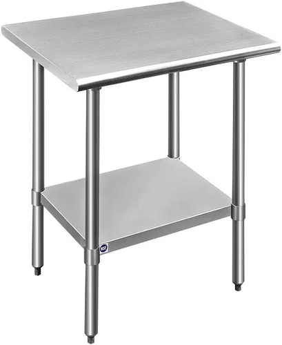 Vista 94 de ROCKPOINT Mesa de acero inoxidable para preparación y trabajo, 14x24 pulgadas; mesa de cocina comercial de metal NSF resistente con estante inferior