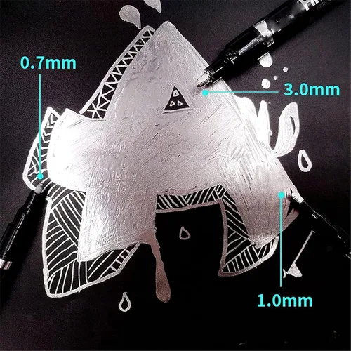 Vista 9 de Marcador de cromo líquido, bolígrafo de pintura reflectante para espejo de bricolaje, marcador cromado líquido para cualquier superficie, metal
