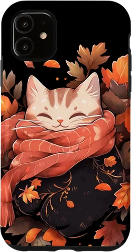 Vista 8 de Funda para iPhone 16 Cat Kitten Otoño Temporada Otoño Hojas Acción de Gracias