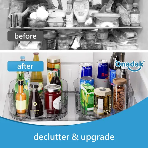 Vista 5 de Lazy Susan - Organizador giratorio para nevera, estantes de especias giratorios de 360° para armario de cocina, refrigerador y organizador