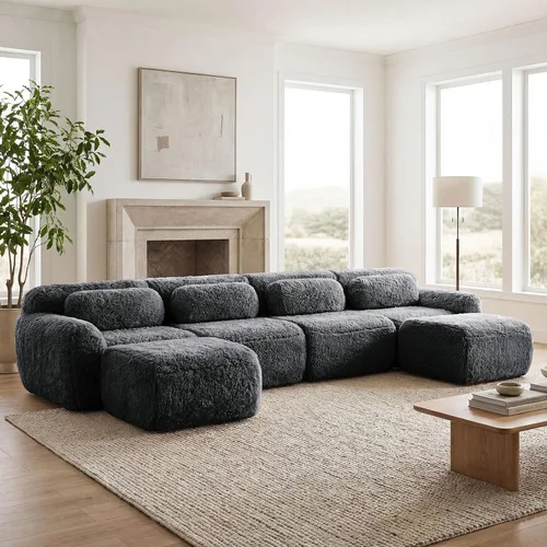 Vista 101 de Sofás seccional modular de 80" sin huesos modernos para sala de estar, juego de sofás comprimidos de 2 plazas con asiento profundo, sin necesidad