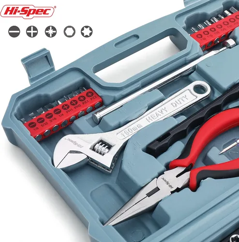 Vista 4 de Hi-Spec - Juego de herramientas compacto de 65 piezas para taller automotriz con medidor digital de presión de neumáticos. Herramientas esenciales