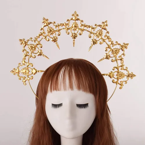 Vista 2 de BLESSUME Corona de Halo de María Diosa Diadema Mujer Disfraz de Halloween Accesorio para la Cabeza