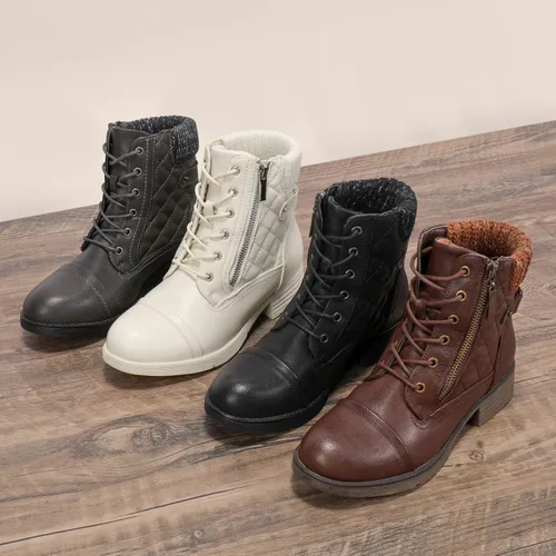 Vista 17 de STQ Botas de combate con cordones para mujer