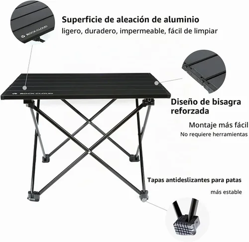 Vista 4 de ROCK CLOUD Mesa de camping portátil de aluminio ultraligera, plegable, mesa de playa para campamento, senderismo, mochileros, picnic al aire libre