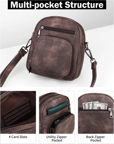 Vista 5 de FADEON Mini bolsos cruzados para mujer, bolso cruzado pequeño, bolso cruzado de diseñador, bolsa de hombro, ranura para tarjetas