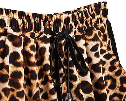 Vista 5 de Kafeimali - Pantalones cortos de verano para mujer, diseño de leopardo
