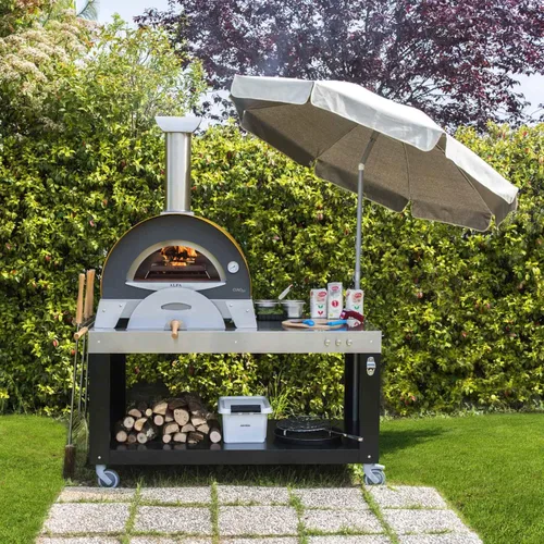 Vista 2 de ALFA Ciao M - Horno de pizza de leña para encimera de 27 pulgadas (FXCM-LGRI-T), gris plateado