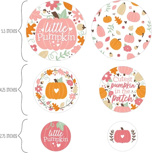 Vista 2 de Big Dot of Happiness Girl Little Pumpkin - Fiesta de cumpleaños de otoño o baby shower, confeti de círculo gigante, decoraciones de fiesta, confeti