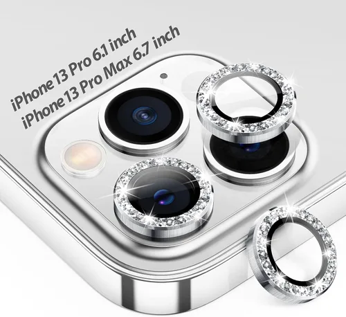 Vista 8 de Tensea Protector de lente de cámara para iPhone 13 Pro, iPhone 13 Pro Max, protector de pantalla de vidrio templado 9H, anillo individual de metal