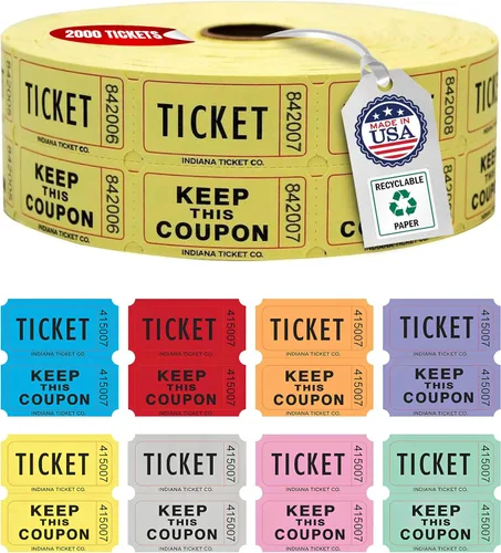 Vista 8 de INDIANA TICKET CO. 2000 boletos morados para rifas de doble rollo, boletos para rifas 50/50, entradas para eventos, carnavales, premios de puertas