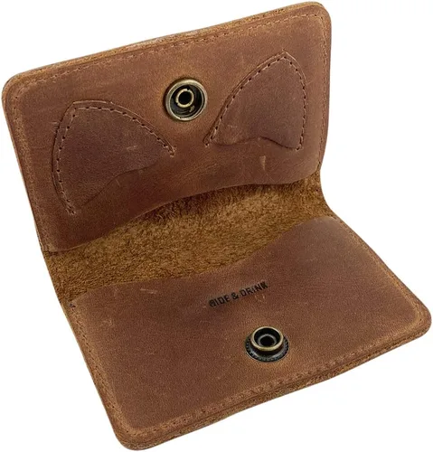 Vista 3 de Hide & Drink, Billetera plegable hecha a mano de cuero de grano completo, color marrón bourbon
