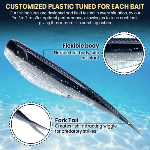 Vista 3 de Phat Pak Baits - Micro Drunkin Shad Tiny Fluke Style LiveScope FFS Soft Jerkbait 2.5" 30ct Soft Plastic BFS Bass Fishing Lure
