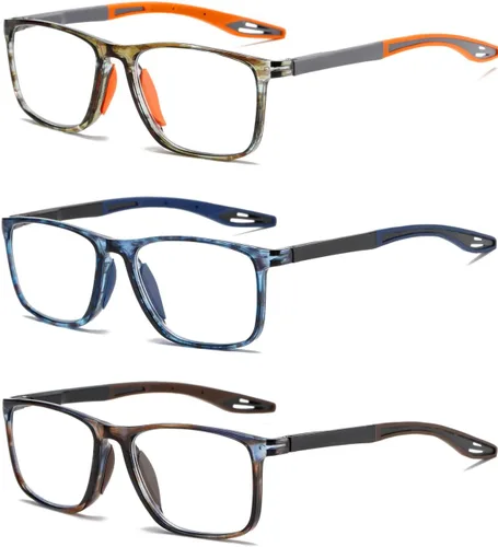 Vista 23 de Hubeye TR90 Gafas de Lectura Deportivas para Hombres y Mujeres Ultraligeras Flexibles Anti-Luz Azul（Negro+Negro+Negro+Negro+Negro，+0.0）